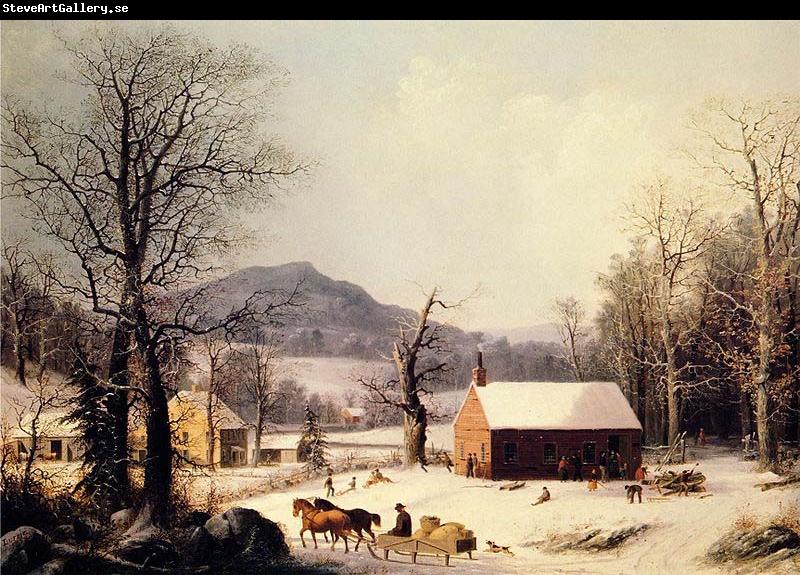 George Henry Durrie Red School House, Winter